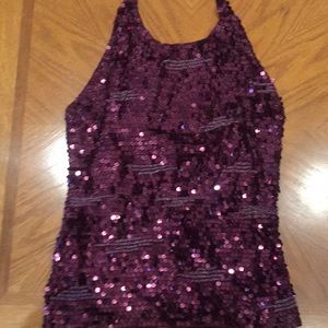 Burgundy halter neck sequin top